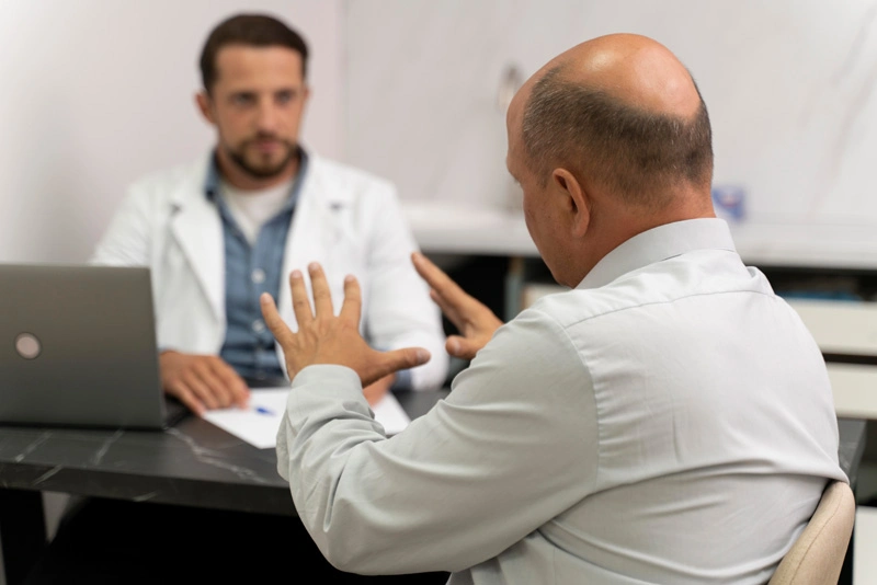 Мужчина с шизотипическим диатезом на приеме у врача