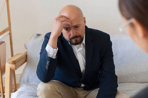 мужчина с паранойей у врача на приеме